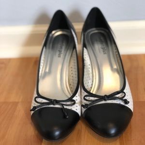 Black and white dress shoes